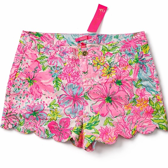 Lilly Pulitzer Buttercup Stretch Shorts Paradise Found Floral Pink Size 8 NWT - Picture 2 of 5
